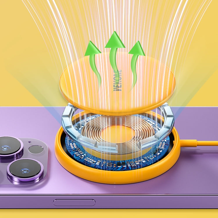 WK WP-U166 15W Magnetic Wireless Charger(Yellow) - Wireless Charger by WK | Online Shopping South Africa | PMC TechLife | Buy Now Pay Later Mobicred