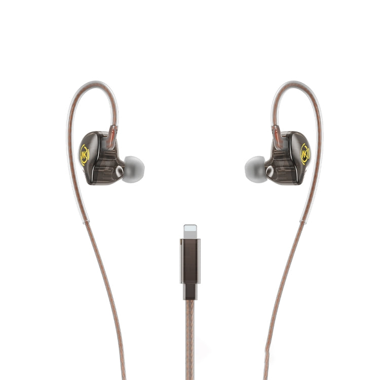 WK YC08 8 Pin Transparent Music Call Wired Earphone, Length: 1.2m(Black) - In Ear Wired Earphone by WK | Online Shopping South Africa | PMC TechLife | Buy Now Pay Later Mobicred