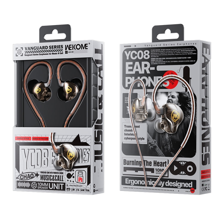 WK YC08 8 Pin Transparent Music Call Wired Earphone, Length: 1.2m(Black) - In Ear Wired Earphone by WK | Online Shopping South Africa | PMC Jewellery