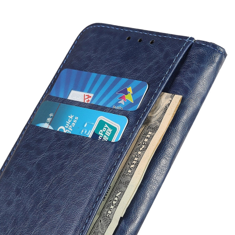 For iPhone 15 Pro Max Magnetic Crazy Horse Texture Horizontal Flip Leather Phone Case(Blue) - iPhone 15 Pro Max Cases by PMC Jewellery | Online Shopping South Africa | PMC Jewellery