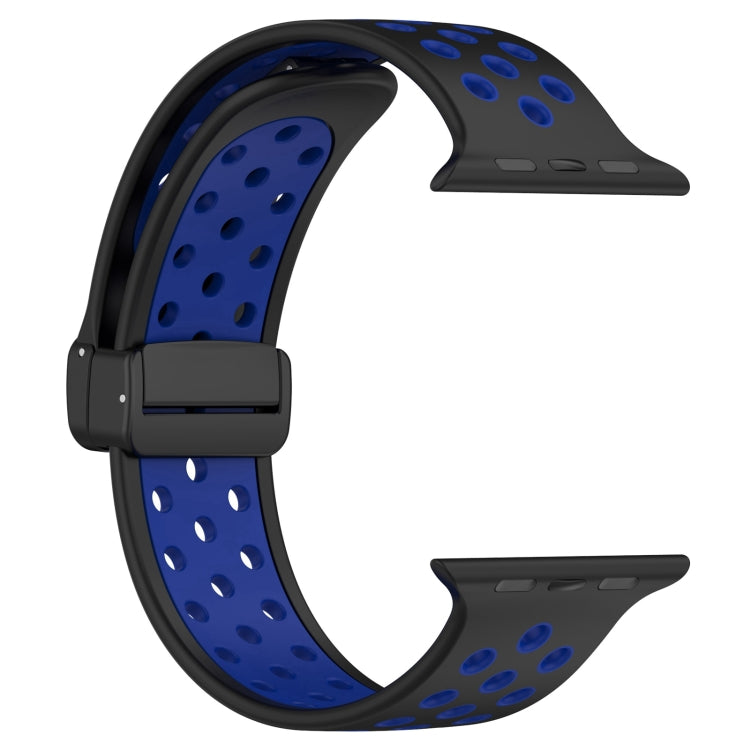 For Apple Watch 7 41mm Magnetic Buckle Silicone Watch Band(Black Blue) - Watch Bands by PMC TechLife | Online Shopping South Africa | PMC TechLife