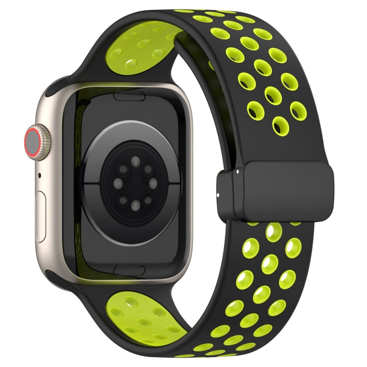 For Apple Watch 7 41mm Magnetic Buckle Silicone Watch Band(Black Limes) - Watch Bands by PMC TechLife | Online Shopping South Africa | PMC TechLife