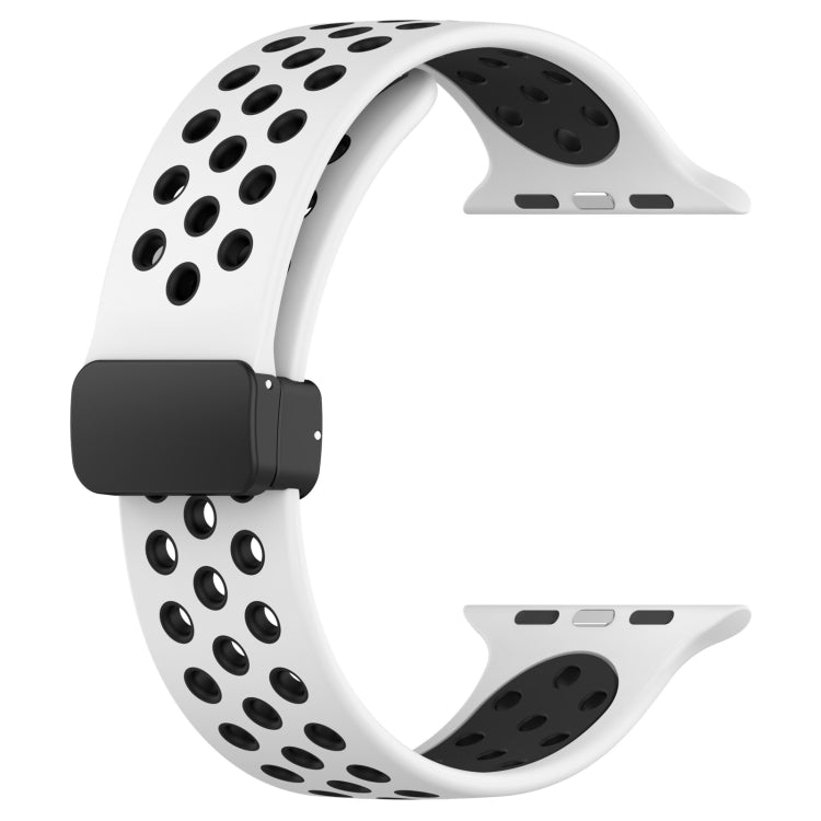 For Apple Watch 6 44mm Magnetic Buckle Silicone Watch Band(White Black) - Watch Bands by PMC TechLife | Online Shopping South Africa | PMC TechLife