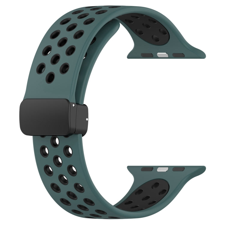 For Apple Watch 5 40mm Magnetic Buckle Silicone Watch Band(Olive Black) - Watch Bands by PMC TechLife | Online Shopping South Africa | PMC TechLife