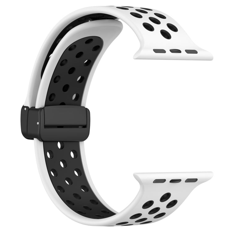 For Apple Watch 4 44mm Magnetic Buckle Silicone Watch Band(White Black) - Watch Bands by PMC TechLife | Online Shopping South Africa | PMC TechLife