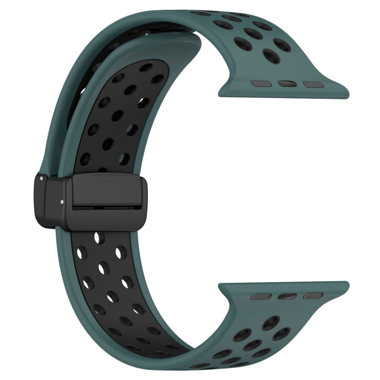 For Apple Watch 2 42mm Magnetic Buckle Silicone Watch Band(Olive Black) - Watch Bands by PMC TechLife | Online Shopping South Africa | PMC TechLife