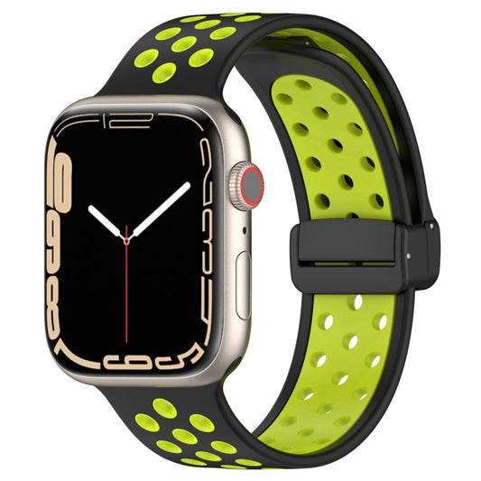 For Apple Watch 2 42mm Magnetic Buckle Silicone Watch Band(Black Limes) - Watch Bands by PMC Jewellery | Online Shopping South Africa | PMC Jewellery