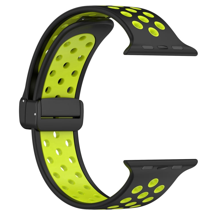 For Apple Watch 2 42mm Magnetic Buckle Silicone Watch Band(Black Limes) - Watch Bands by PMC TechLife | Online Shopping South Africa | PMC TechLife