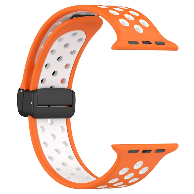 For Apple Watch 2 38mm Magnetic Buckle Silicone Watch Band(Orange White) - Watch Bands by PMC TechLife | Online Shopping South Africa | PMC TechLife