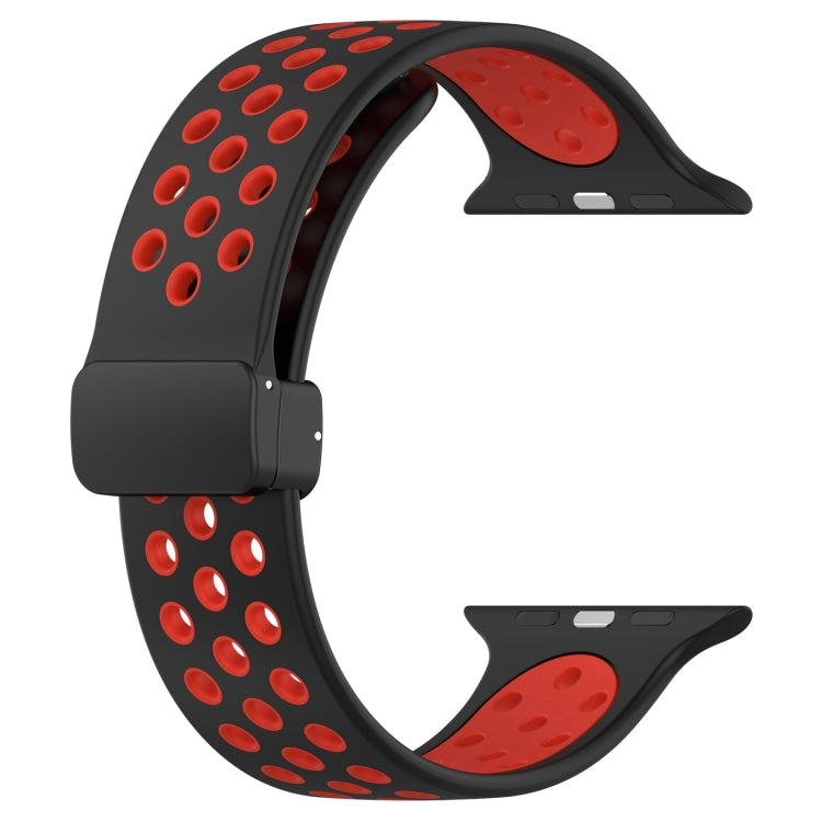 For Apple Watch 2 38mm Magnetic Buckle Silicone Watch Band(Black Red) - Watch Bands by PMC TechLife | Online Shopping South Africa | PMC TechLife