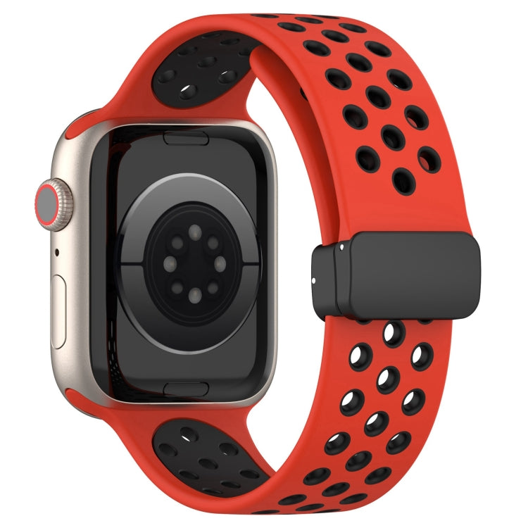 For Apple Watch 2 38mm Magnetic Buckle Silicone Watch Band(Red Black) - Watch Bands by PMC TechLife | Online Shopping South Africa | PMC TechLife