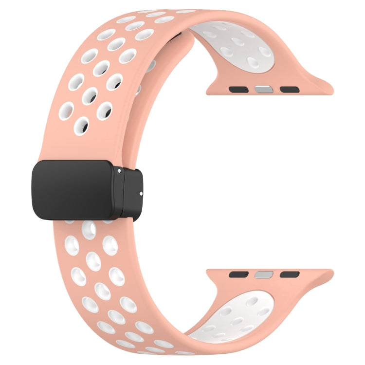 For Apple Watch 38mm Magnetic Buckle Silicone Watch Band(Pink White) - Watch Bands by PMC TechLife | Online Shopping South Africa | PMC TechLife