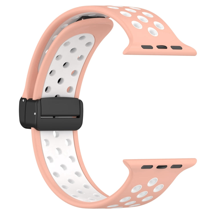 For Apple Watch 38mm Magnetic Buckle Silicone Watch Band(Pink White) - Watch Bands by PMC TechLife | Online Shopping South Africa | PMC TechLife