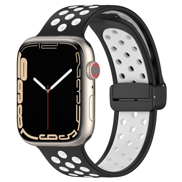 For Apple Watch 38mm Magnetic Buckle Silicone Watch Band(Black White) - Watch Bands by PMC TechLife | Online Shopping South Africa | PMC TechLife