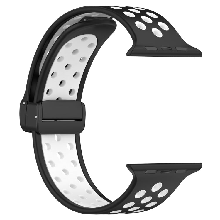 For Apple Watch 38mm Magnetic Buckle Silicone Watch Band(Black White) - Watch Bands by PMC TechLife | Online Shopping South Africa | PMC TechLife