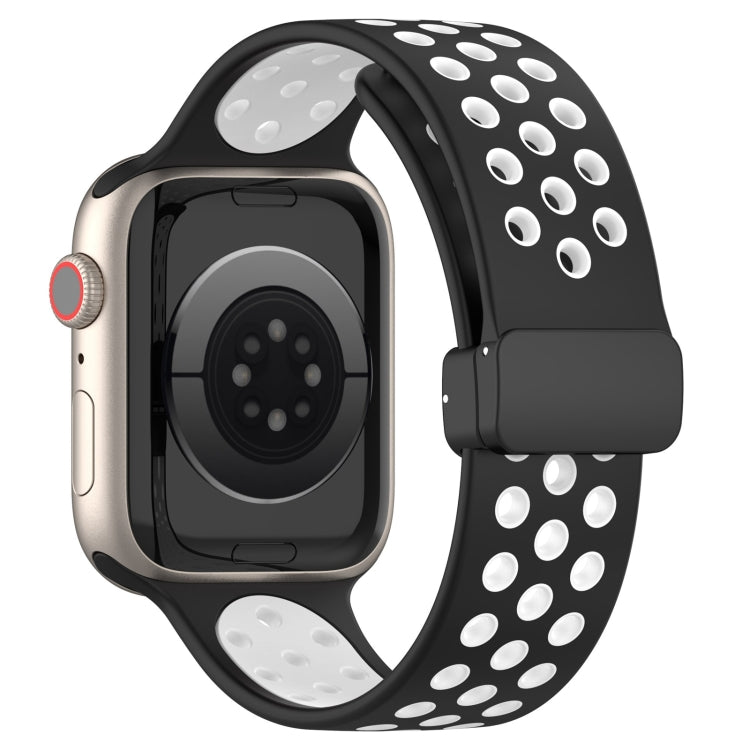 For Apple Watch 38mm Magnetic Buckle Silicone Watch Band(Black White) - Watch Bands by PMC TechLife | Online Shopping South Africa | PMC TechLife