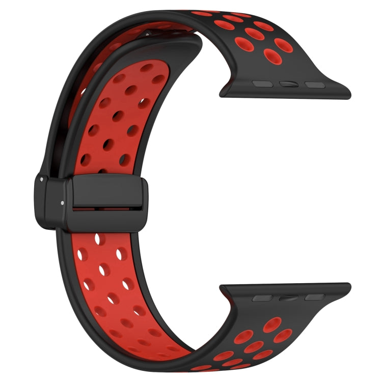 For Apple Watch 38mm Magnetic Buckle Silicone Watch Band(Black Red) - Watch Bands by PMC TechLife | Online Shopping South Africa | PMC TechLife