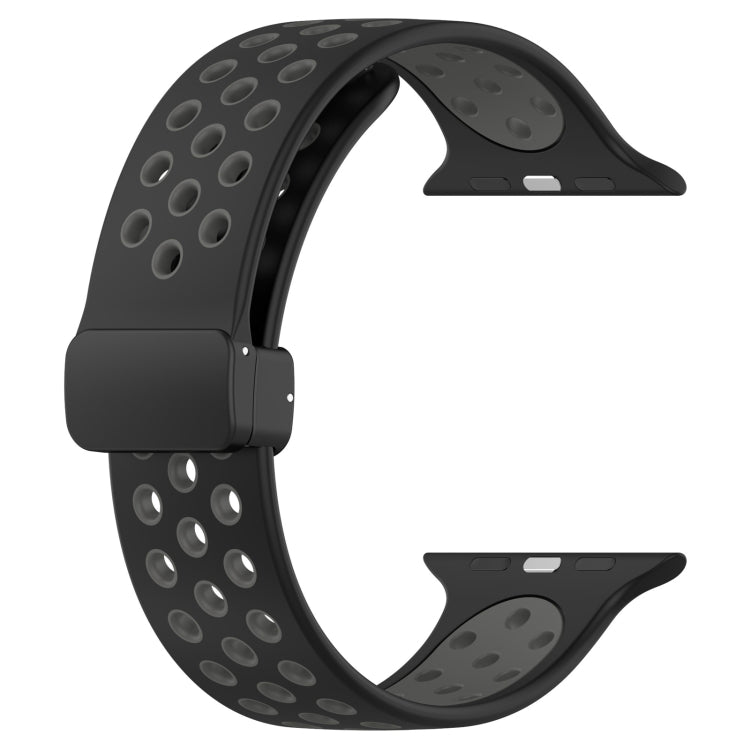 For Apple Watch 38mm Magnetic Buckle Silicone Watch Band(Black Grey) - Watch Bands by PMC TechLife | Online Shopping South Africa | PMC TechLife