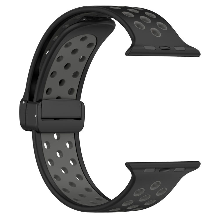 For Apple Watch 38mm Magnetic Buckle Silicone Watch Band(Black Grey) - Watch Bands by PMC TechLife | Online Shopping South Africa | PMC TechLife