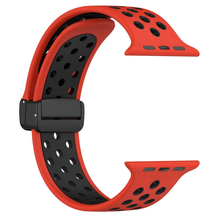 For Apple Watch 38mm Magnetic Buckle Silicone Watch Band(Red Black) - Watch Bands by PMC TechLife | Online Shopping South Africa | PMC TechLife