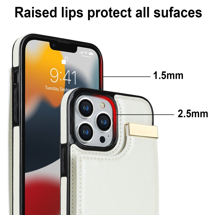 For iPhone 13 Pro Max Metal Buckle Card Slots Phone Case(White) - free shipping - PMC TechLife - Order now!