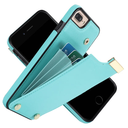 For iPhone 8 Plus / 7 Plus Metal Buckle Card Slots Phone Case(Green) - More iPhone Cases by PMC Jewellery | Online Shopping South Africa | PMC Jewellery