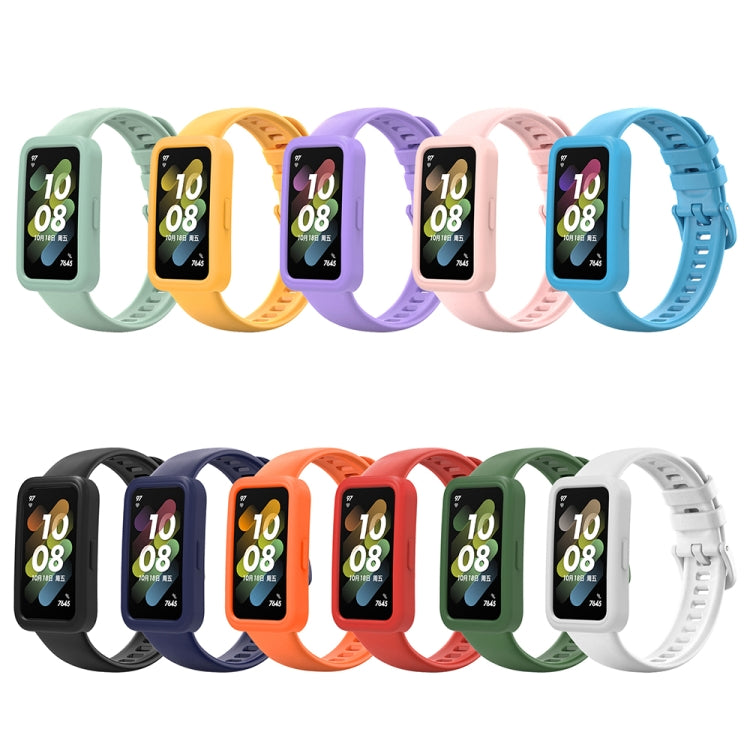 For Huawei Band 8 Silicone Protective Case + Silicone Watch Band Kit(Purple) - Watch Bands by PMC TechLife | Online Shopping South Africa | PMC TechLife