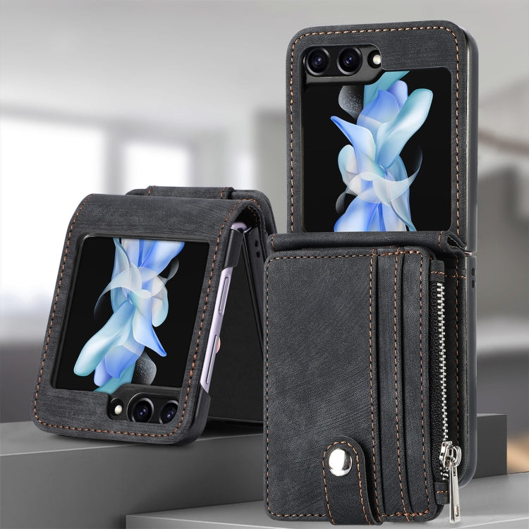 For Samsung Galaxy Z Flip5 Skin-feel PU Zipper Wallet Phone Case(Black) - free shipping - PMC TechLife - Order now!