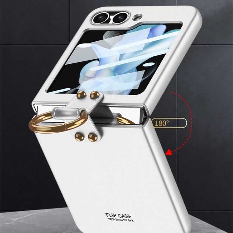 For Samsung Galaxy Z Flip5 GKK Ultra-thin PC Full Coverage Phone Case with Ring Holder / Tempered Film(Grey) - Galaxy Z Flip5 Cases by GKK | Online Shopping South Africa | PMC TechLife | Buy Now Pay Later Mobicred