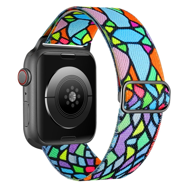 For Apple Watch 38mm Painted Pattern Nylon Replacement Watch Band(Geometric Rainbow) - Watch Bands by PMC Jewellery | Online Shopping South Africa | PMC Jewellery