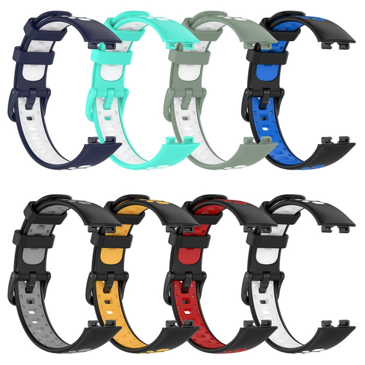 For Huawei Band 8 Two Color Silicone Replacement Watch Band(Light Green White) - Watch Bands by PMC TechLife | Online Shopping South Africa | PMC TechLife