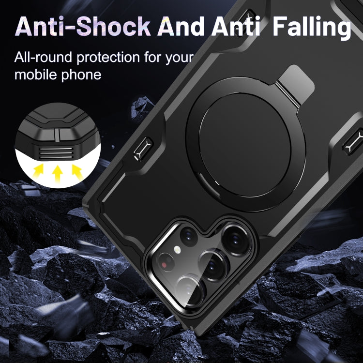 For Samsung Galaxy S23 5G Patronus MagSafe Magnetic Holder Phone Case(Black) - Galaxy S23 5G Cases by PMC TechLife | Online Shopping South Africa | PMC TechLife