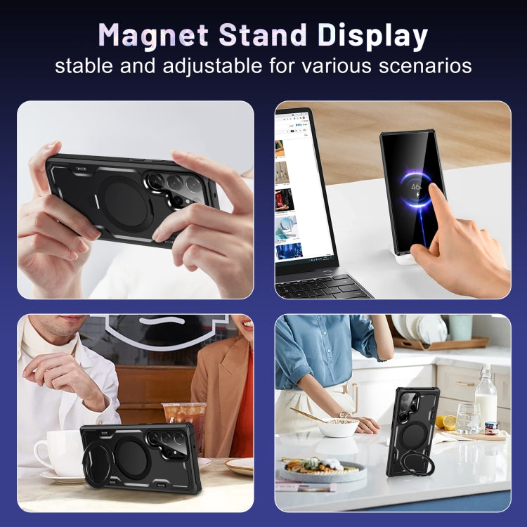 For Samsung Galaxy S23 5G Patronus MagSafe Magnetic Holder Phone Case(Black) - Galaxy S23 5G Cases by PMC TechLife | Online Shopping South Africa | PMC TechLife