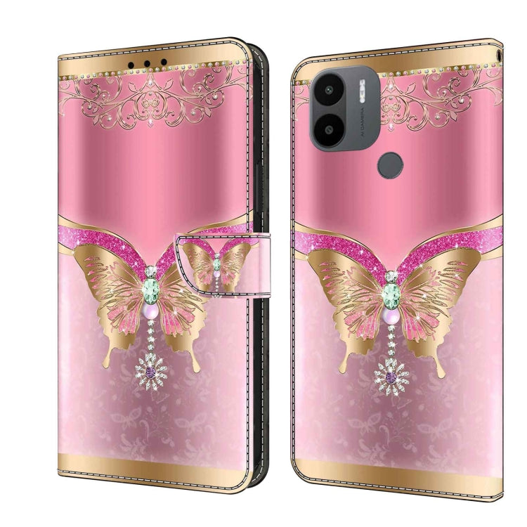 For Xiaomi Redmi A1+ / A2 / A2+ Crystal 3D Shockproof Protective Leather Phone Case(Pink Bottom Butterfly) - free shipping - PMC TechLife - Order now!