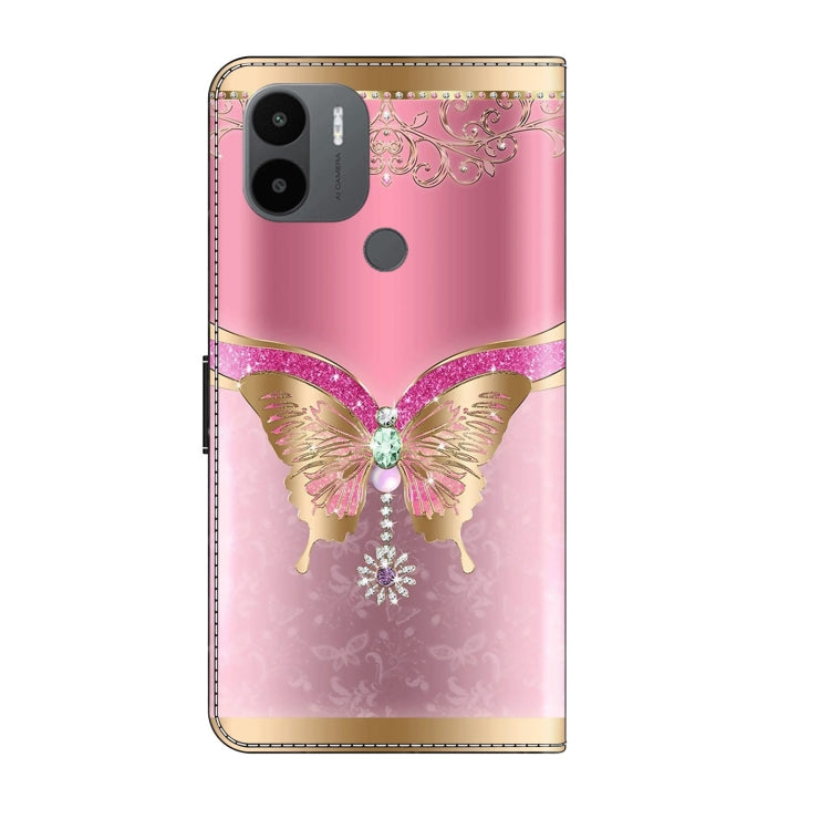 For Xiaomi Redmi A1+ / A2 / A2+ Crystal 3D Shockproof Protective Leather Phone Case(Pink Bottom Butterfly) - free shipping - PMC TechLife - Order now!