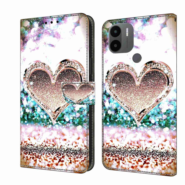 For Xiaomi Redmi A1+ / A2 / A2+ Crystal 3D Shockproof Protective Leather Phone Case(Pink Diamond Heart) - free shipping - PMC TechLife - Order now!