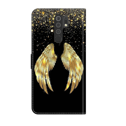 For Xiaomi Redmi 9 Crystal 3D Shockproof Protective Leather Phone Case(Golden Wings) - Xiaomi Cases by PMC Jewellery | Online Shopping South Africa | PMC Jewellery