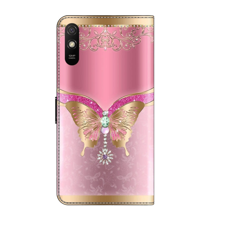 For Xiaomi Redmi 9A Crystal 3D Shockproof Protective Leather Phone Case(Pink Bottom Butterfly) - free shipping - PMC TechLife - Order now!