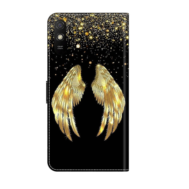 For Xiaomi Redmi 9A Crystal 3D Shockproof Protective Leather Phone Case(Golden Wings) - free shipping - PMC TechLife - Order now!