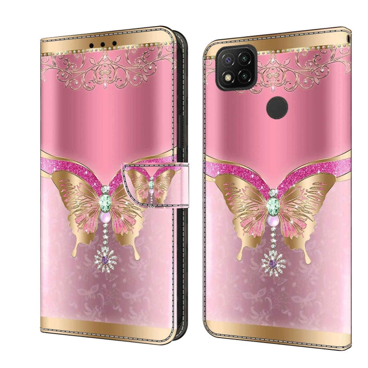 For Xiaomi Redmi 9C Crystal 3D Shockproof Protective Leather Phone Case(Pink Bottom Butterfly) - free shipping - PMC TechLife - Order now!