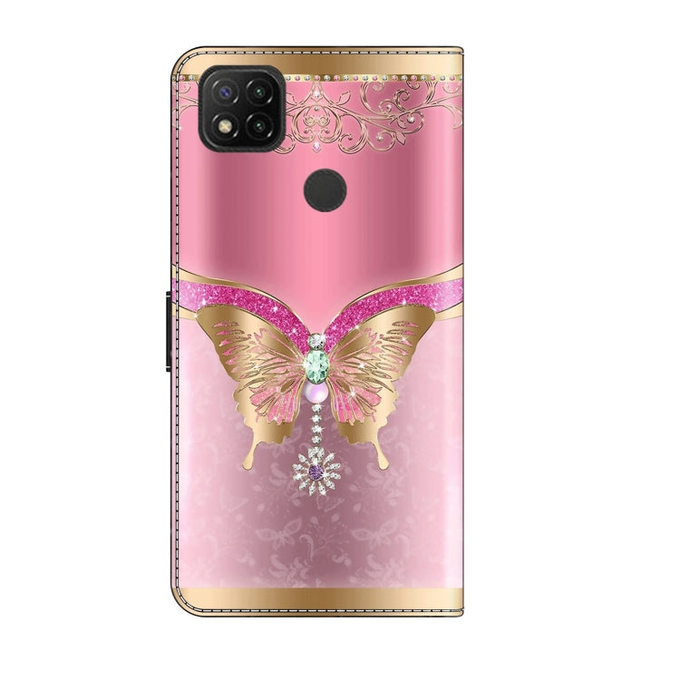 For Xiaomi Redmi 9C Crystal 3D Shockproof Protective Leather Phone Case(Pink Bottom Butterfly) - free shipping - PMC TechLife - Order now!