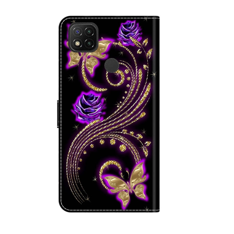 For Xiaomi Redmi 9C Crystal 3D Shockproof Protective Leather Phone Case(Purple Flower Butterfly) - free shipping - PMC TechLife - Order now!