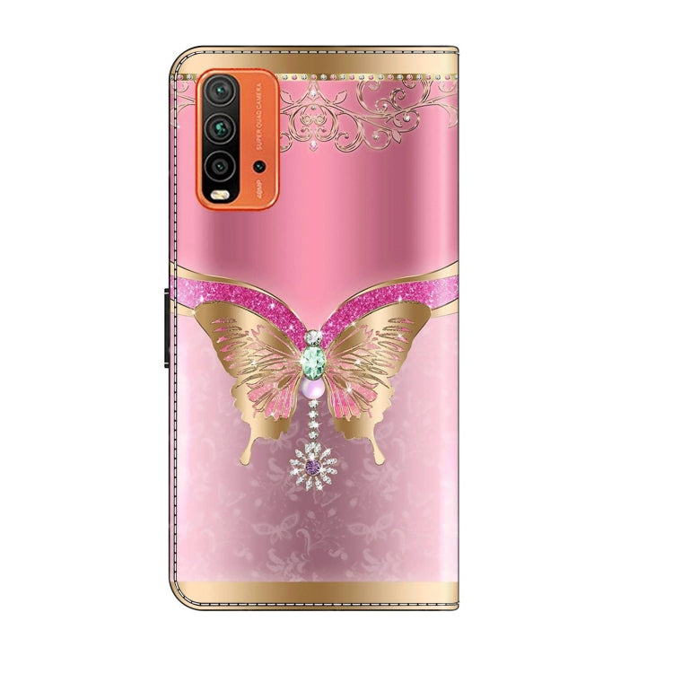 For Xiaomi Redmi 9T Crystal 3D Shockproof Protective Leather Phone Case(Pink Bottom Butterfly) - free shipping - PMC TechLife - Order now!