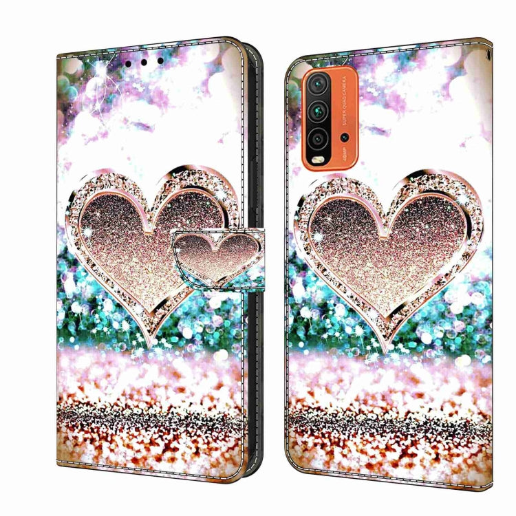 For Xiaomi Redmi 9T Crystal 3D Shockproof Protective Leather Phone Case(Pink Diamond Heart) - free shipping - PMC TechLife - Order now!