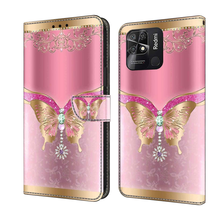 For Xiaomi Redmi 10C Crystal 3D Shockproof Protective Leather Phone Case(Pink Bottom Butterfly) - free shipping - PMC TechLife - Order now!