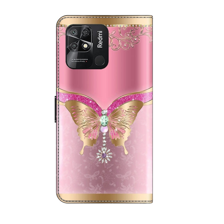 For Xiaomi Redmi 10C Crystal 3D Shockproof Protective Leather Phone Case(Pink Bottom Butterfly) - free shipping - PMC TechLife - Order now!