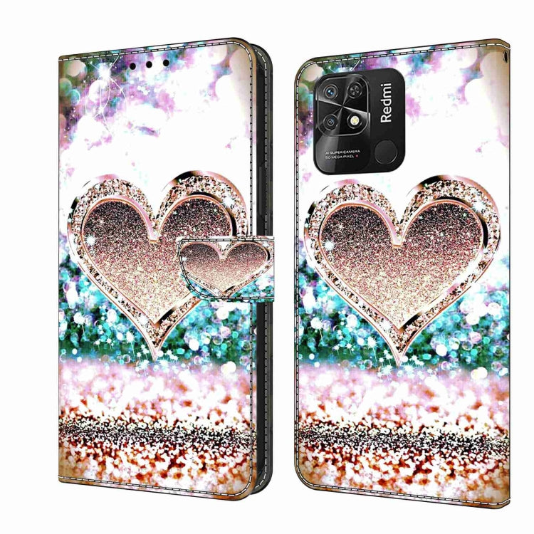 For Xiaomi Redmi 10C Crystal 3D Shockproof Protective Leather Phone Case(Pink Diamond Heart) - free shipping - PMC TechLife - Order now!
