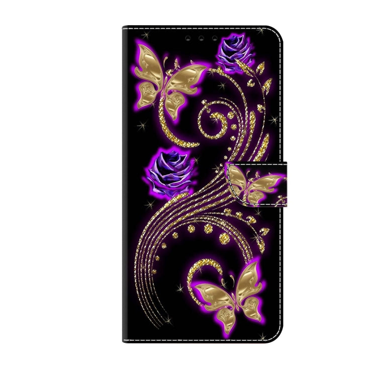 For Xiaomi Redmi 10C Crystal 3D Shockproof Protective Leather Phone Case(Purple Flower Butterfly) - Xiaomi Cases by PMC Jewellery | Online Shopping South Africa | PMC Jewellery