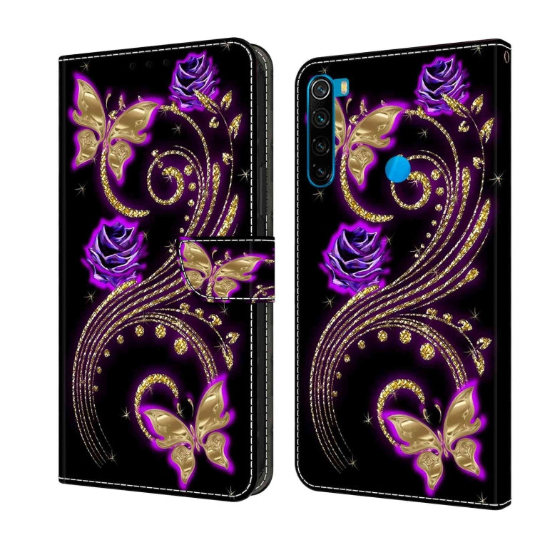 For Xiaomi Redmi Note 8 Crystal 3D Shockproof Protective Leather Phone Case(Purple Flower Butterfly) - free shipping - PMC TechLife - Order now!