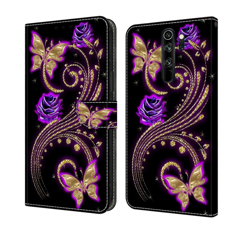 For Xiaomi Redmi Note 8 Pro Crystal 3D Shockproof Protective Leather Phone Case(Purple Flower Butterfly) - free shipping - PMC TechLife - Order now!